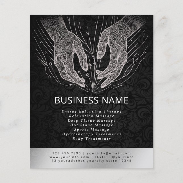 Flyer Terapêutica de Massagem Terapia Mãos Energia Spa B (Frente)