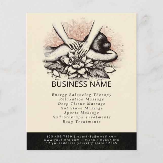 Flyer Terapêutica de Massagem Terapia Mãos Energia Spa B (Frente)