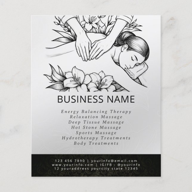 Flyer Terapêutica de Massagem Terapia Mãos Energia Spa B (Frente)