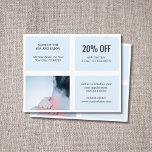Flyer Terapêutica Elegante de Massagem de Fotos Azul Bra<br><div class="desc">Panfleto elegante, modelo de design de cupons com uma foto profissional de estúdio. Ferramenta de marketing perfeita para seus clientes. Este folheto é totalmente personalizável, você pode adicionar seus detalhes pessoais a ele facilmente. Se precisar de ajuda para personalizá-lo, entre em contato conosco. Você pode combinar este produto com cartões...</div>