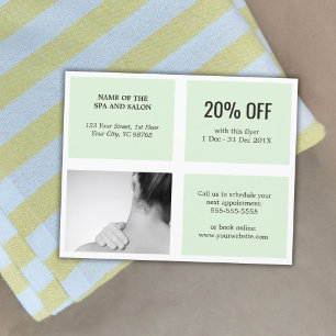 Flyer Terapêutica Elegante de Massagem de Fotos Verde Br