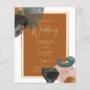 Flyer Terra Tones Casando Terracotta Abstrato Verde Dour