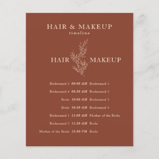 Flyer Terracotta Botânico Dia do Casamento Cabelo Maquia