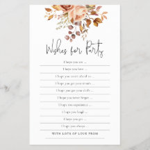 Terracotta Florals deseja jogos de Chá de fraldas