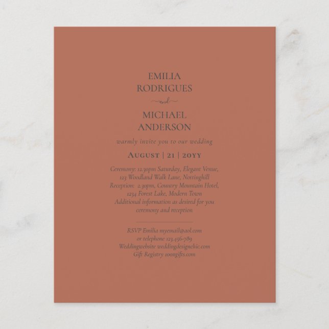Flyer Terracotta Monocromo de Casamento ORÇAMENTAL (Frente)