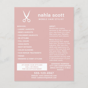 Flyer Tesoura de Cabeleireiro Móvel Moderno Rosa Empoeir
