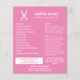 Flyer Tesoura de Estilista de Cabelo Móvel Moderno Rosa