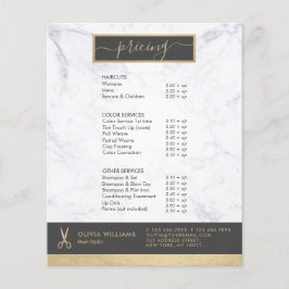 Flyer Tesoura Geométrica Dourada Chic Mármore Cabelereir