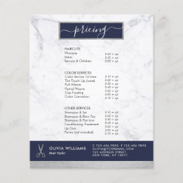 Flyer Tesoura Prateada Geométrica Chic Mármore Cabelerei