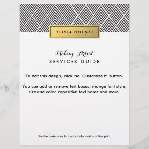 Flyer Teste padrão preto & Dourado de Chevron