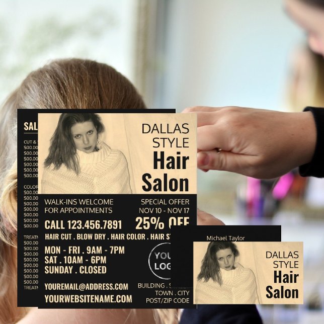 Flyer Texan Girl, Hair Stylist, Anúncio de Salão de Cabe (Criador carregado)