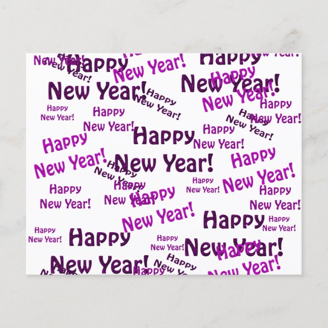 Flyer texto de feliz ano novo roxo (Frente)
