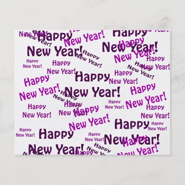 Flyer texto de feliz ano novo roxo (Frente)