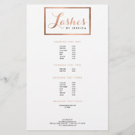 Flyer Texto do Script Glam Lashes - Rosa Dourado