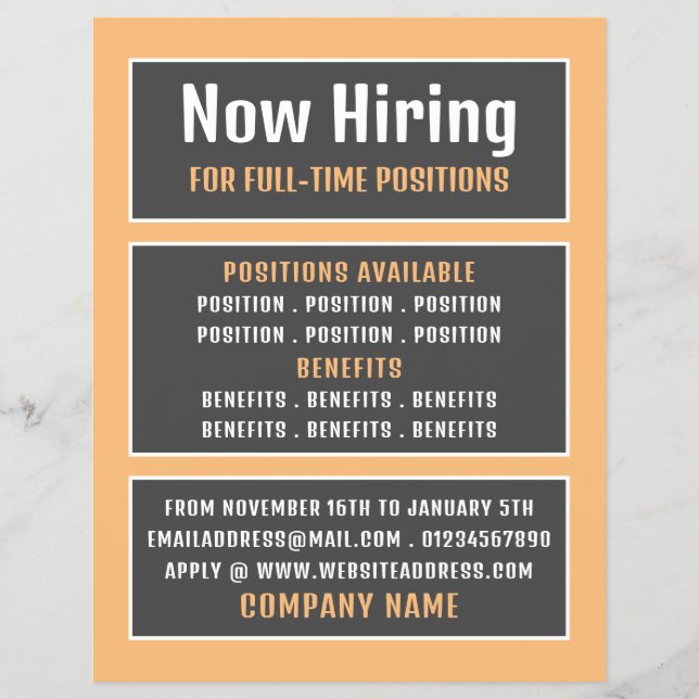 Flyer Texto in a box, Anúncio de recrutamento de vagas d (Frente)