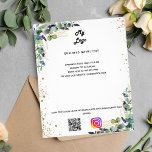 Flyer Texto instagrante do logotipo de negócios do Eucal<br><div class="desc">Personalize e adicione o logotipo,  o nome,  o endereço,  o texto,  o seu próprio código QR à sua conta instagram. Decorrido com eucalipto verde e ouro, </div>