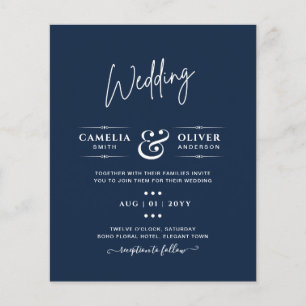 Flyer Texto monocromático azul moderno apenas casamento