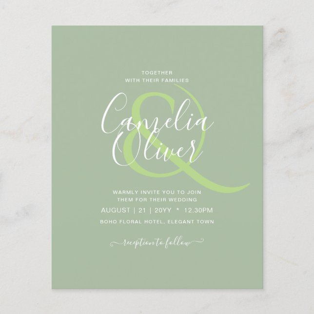 Flyer Texto Monocromático Verde Da Apple Sage (Frente)