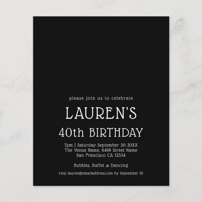 Flyer Texto simples do PAPEL Festa aniversário de 40 ano (Frente)
