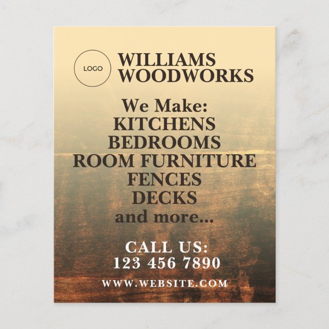 Flyer Textura da madeira em negrito (Frente)