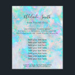 Flyer textura holográfica opal pastel FAUX<br><div class="desc">folheto de maquiagem profissional do salão de beleza</div>