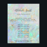 Flyer textura iridescente de Gemstone opal FAUX<br><div class="desc">folheto de maquiagem profissional do salão de beleza</div>