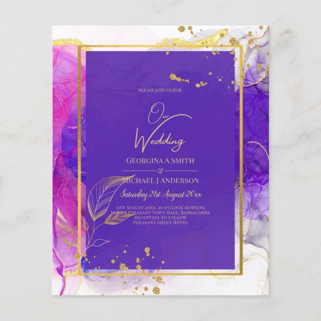 Flyer Tinta Alcoólica Roxa Rosa Intensa Dourada Casament (Frente)