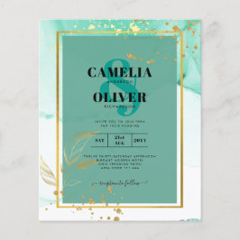 Flyer Tinta Alcoólica Verde Limão Dourado Casamento Abst