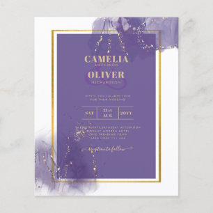 Flyer TINTA DE ÁLCOOL DE Lavanda DOURADA DE Casamento Le