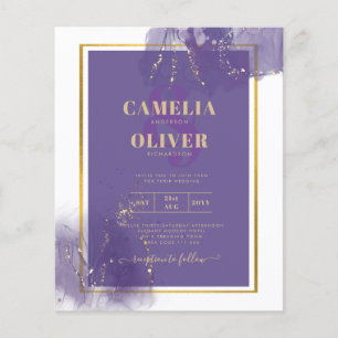 Flyer TINTA DE ÁLCOOL DE Lavanda DOURADA DE Casamento Le