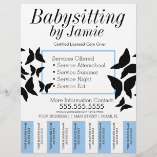 Flyer Tiras de Desenho de Borboleta para Creche de Babá