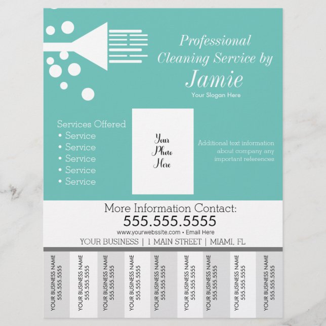 Flyer Tiras de Rasgo para Limpeza Profissional de Casas (Frente)