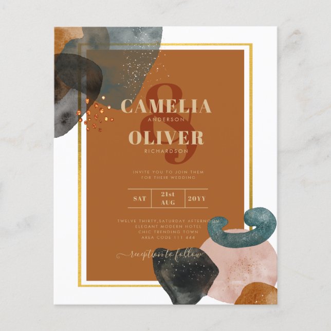Flyer Tons Terrosos Casamento Terracota Verde Dourado Ab (Frente)