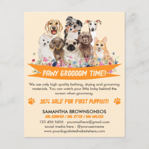 Flyer Tosa de cachorro ilustrada com floral simples lara