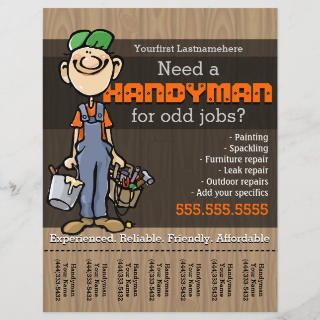 Flyer Trabalhos Handyman.Carpenter.PlumberPainter.Odd (Frente)