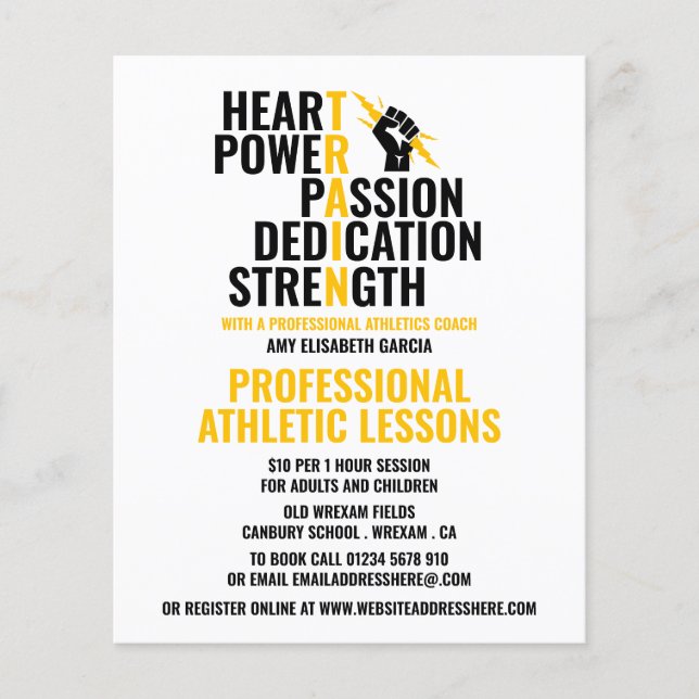 Flyer Traços de um atleta, Anúncio de lição de atletismo (Frente)