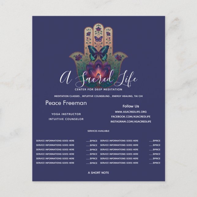 Flyer Transformação Sagrada | Design da Mão Hamsa (Frente)