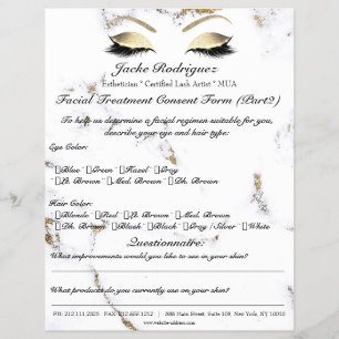 Flyer Tratamento Facial Formulário de Consentimento, Par