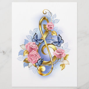 Flyer Treble clef with Pink Roses