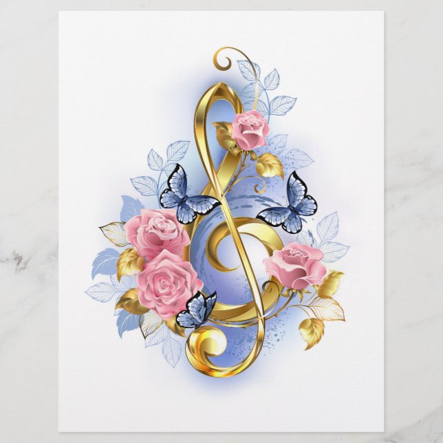 Flyer Treble clef with Pink Roses (Frente)