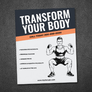 Flyer Treinador Pessoal - Preto e Laranja