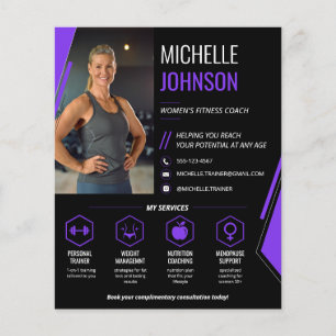 Flyer Treinadora de Fitness Feminina Código QR Foto Mode