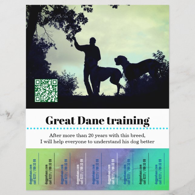 Flyer Treinamento de Cães Great Dane verde  (Frente)