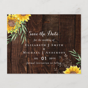 Flyer Trending Rustic Wedle Save Date Sunflower