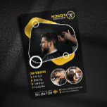 Flyer Trendy Barbershop Hair Styling Barber Compra Hairc<br><div class="desc">Atrair novos clientes e elevar a marca de sua barbearia com este design de panfletos personalizável! Com uma estética moderna com sotaques amarelos ousados e imagens surpreendentes, esta modelo é perfeita para mostrar seus serviços e informações de contato. Personalize facilmente com seu próprio logotipo, texto e imagens! Ideal para impressão...</div>