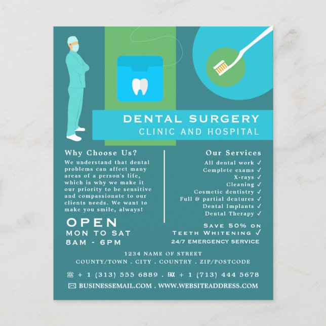 Flyer Trendy Dentist Design, Odontologia, Dentista Adver (Frente)