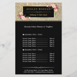 Flyer Trendy Dourada Glitter Espumante Girly Floral