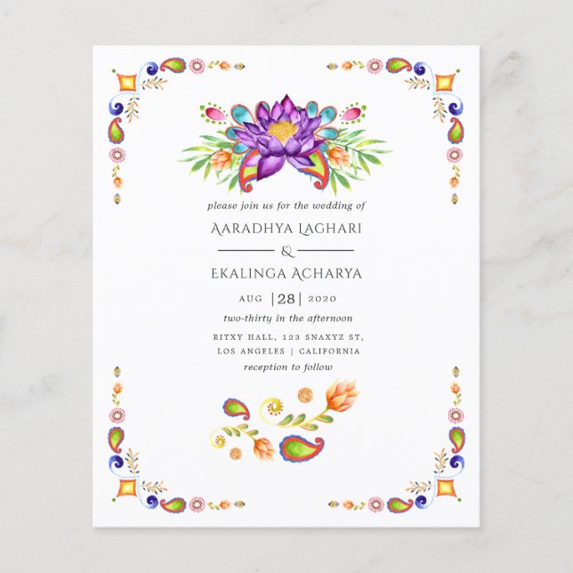Flyer Trendy Floral Paisley Indian Wedding (Frente)