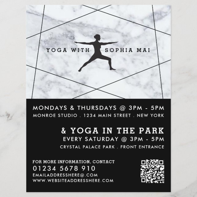 Flyer Trendy Modern Marble Yoga - Publicidade Classe (Frente)