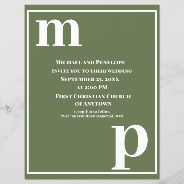 Flyer Trendy Monograma Convite de casamento do Orçamento (Frente)